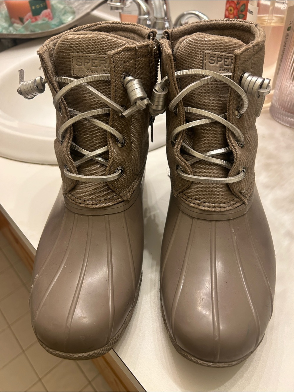 Sperry Women’s Taupe Waterproof Duck Boots